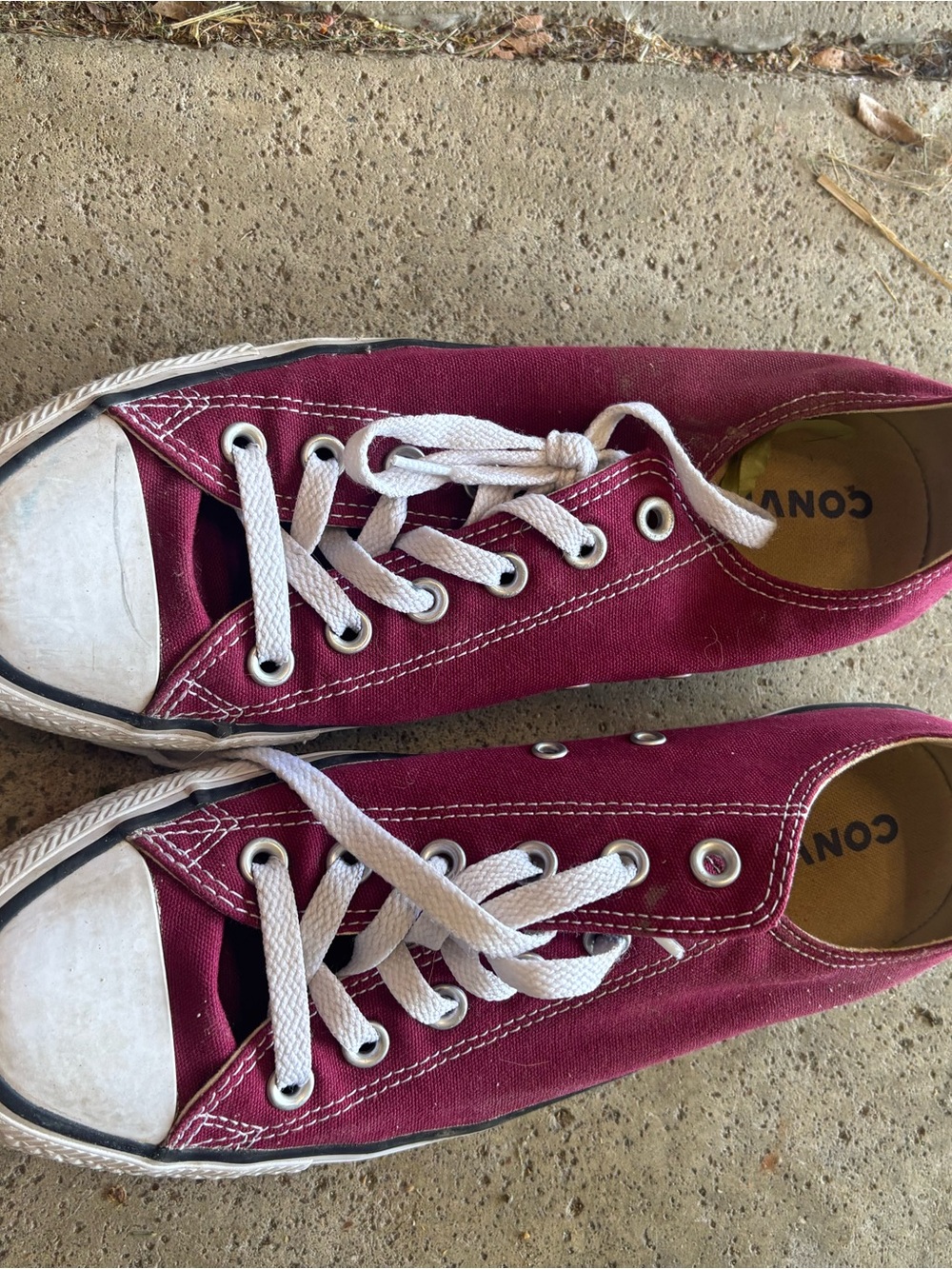Vans Low Top Canvas Sneakers in Burgundy and White